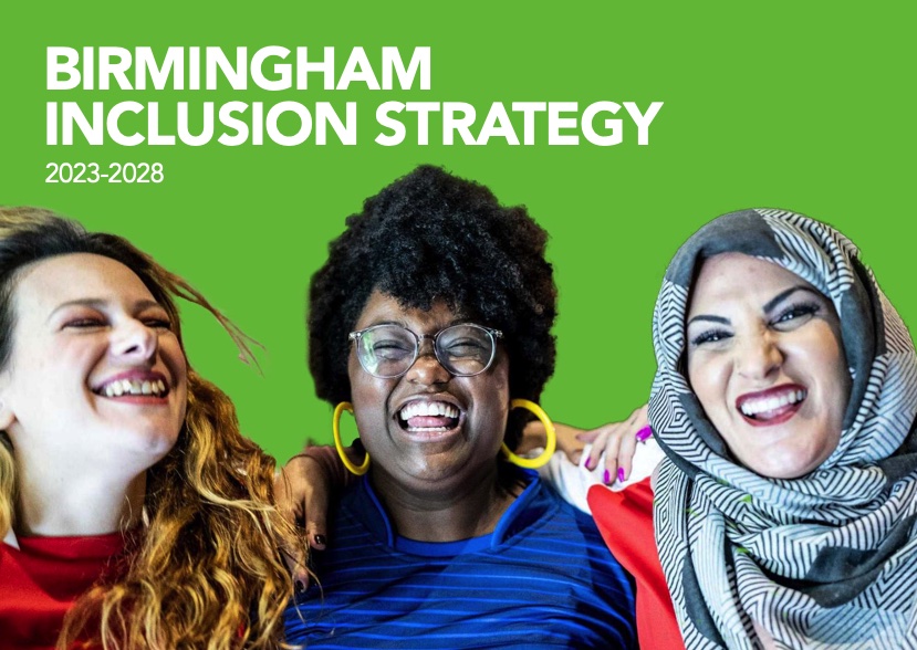 A thumbnail picture for the Birmingham Inclusion Strategy 2023-2028. Click here to open the Inclusion Strategy PDF document in a new web tab.