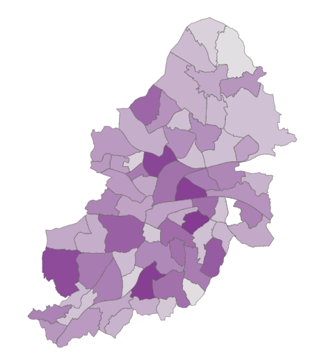 A map of Birmingham showing school population and SEN Support by ward